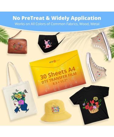 HTVRONT DTF Transfer Film for Sublimation - 30 Sheets A4 Size - Easy to Use, Vivid Colors for Cotton T-Shirts - Buy Online on GoSupps.com