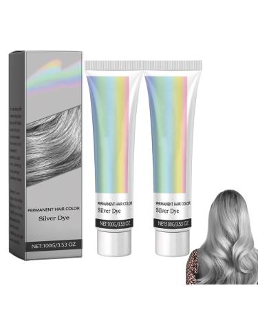 homomdy Natural Serum Silver Hair Dye Permanent Silver Grey Hair Dye Shiny Balm Beautiful and Easy to Use Fashionable and Durable.(2pcs)