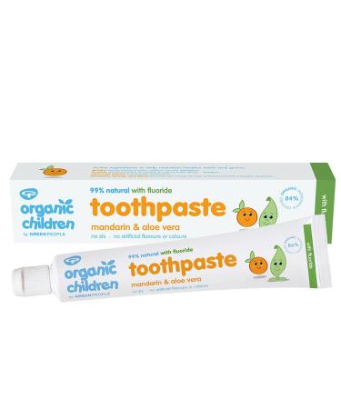 Green People Organic Children Mandarin & Aloe Vera Toothpaste 50ml with Fluoride | 100% Natural Toothpaste for Babies & Kids | Safe if Swallowed | SLS-free | Non Mint Toothpaste for Kids Mandarin & Aloe Vera 50 ml (Pack of 1)