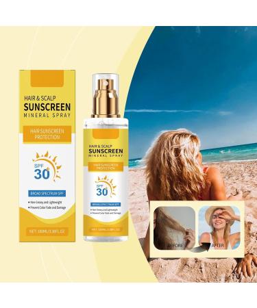 Hair & Scalp Sunscreen Spray SPF 30 | UV Protection Spray for Color-Treated Hair Non-Greasy Scalp Shield with Coconut Oil | Broad Spectrum UVA/UVB Defense Against Fade & Dryness (3) - Buy Online on GoSupps.com