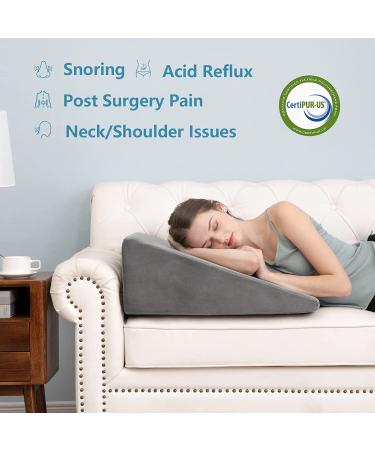 UBBCARE Cooling Memory Foam Bed Wedge Pillow - Sleep Aid for Acid Reflux, Snoring, Pain Relief - 24x24x10 Inch Grey - Buy Online on GoSupps.com