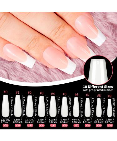 500 Pcs Artificial Nail Tips | Acrylic Coffin Fake Nails with Glue & Box for Women & Girls Perfect Natural Look - Buy Online on GoSupps.com