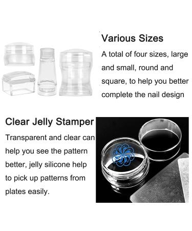 Freeorr Clear Silicone Nail Art Stamper Set - 4 Different Shapes with Scrapers for Manicure - Transparent Jelly Stamping Tools - Buy Online on GoSupps.com