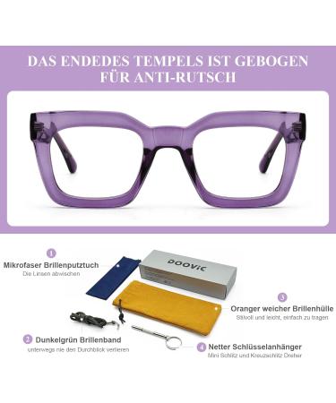 DOOViC Blue Light Filter Glasses - Rectangular & Cat Eye Large Frame for Women 026 Purple 2.5x - Reduce Eye Strain & Enhance Comfort - Buy Online on GoSupps.com