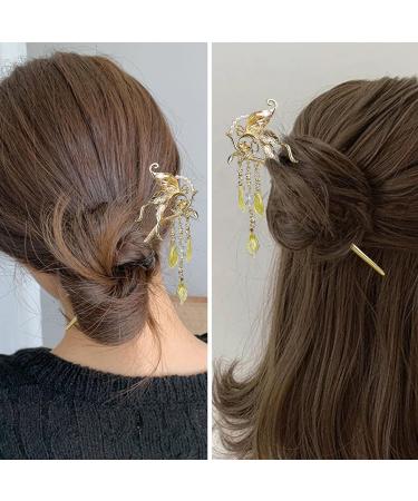 Gold Butterfly Tassel Chinese Hair Pins for Women - Hair Sticks & Clips Accessories - Buy Online on GoSupps.com
