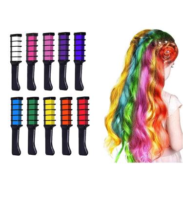 Hair Color Hair Chalk Dye Kit for Kids Washable Non-Toxic Hair Dye for 3 4 5 6 7 8 9 10 Year Old HOINCO 10 Color Halloween Party Cosplay Christmas Birthday Girls Gift