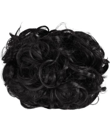 Yamel Curly Bun Scrunchie Hairpiece in Black | Synthetic Updo Combs Chignon Extension for Women - Buy Online on GoSupps.com