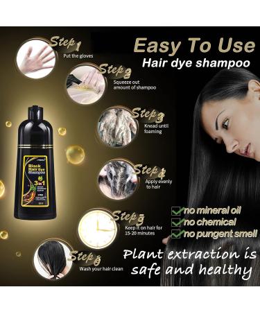 MEIDU Instant Black Hair Shampoo - 3 in 1 Hair Dye for Women and Men - Natural Black Hair Dye Shampoo - Hair Nourishing & Darkening - Instant Black Hair Color - Buy Online on GoSupps.com