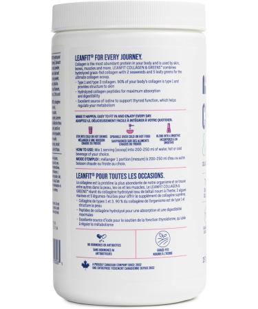 LEANFIT COLLAGEN & GREENS Tropical Mango - 7g Grass-Fed Bovine Collagen (Type I III) + 2 Seaweeds + 5 Leafy Greens Per Serving - 25 Servings 257g Tub - Buy Online on GoSupps.com