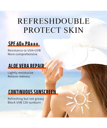 Sunscreen SPF 60+ Aloe Vera Sun Cream Repair Lotion Suncream Sun Face Protection Against UVA UVB Water + Sweat Resistant Fast Film Formation No Stuffiness for All Skin Types 40g - Buy Online on GoSupps.com