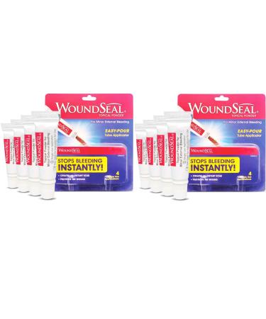WoundSeal Powder 4 Each (Pack of 2) - Wound Care First Aid for Cuts Scrapes and Abrasions - Stops Bleeding in Seconds Without Stitches or Bandages - Safe and Effective for People of All Ages and Pets