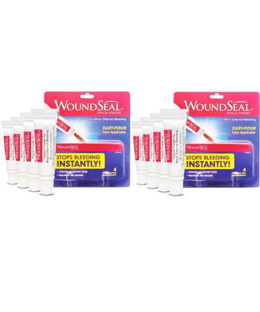 WoundSeal Powder 4 Each (Pack of 2) - Wound Care First Aid for Cuts Scrapes and Abrasions - Stops Bleeding in Seconds Without Stitches or Bandages - Safe and Effective for People of All Ages and Pets - Buy Online on GoSupps.com