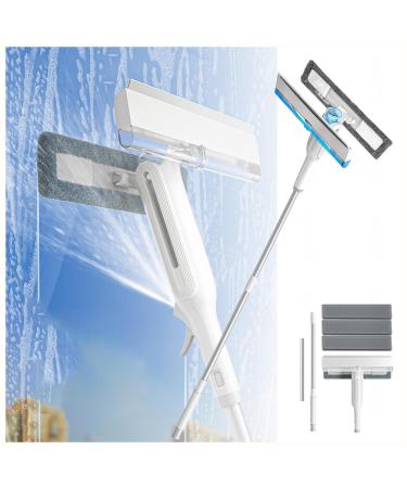Spray Window Squeegee with Extension Pole with Sewage Collector and 3 Pads 4 in 1 Window Washer Squeegee Kit with Extension Pole Windshield Cleaning Tool Window Cleaning Equipment