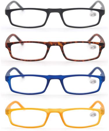 High-Quality 4 Pack Reading Glasses 2.5 for Men & Women | Comfortable Rectangular Design | Great Reading Aid in Mixed Colors - Buy Online on GoSupps.com