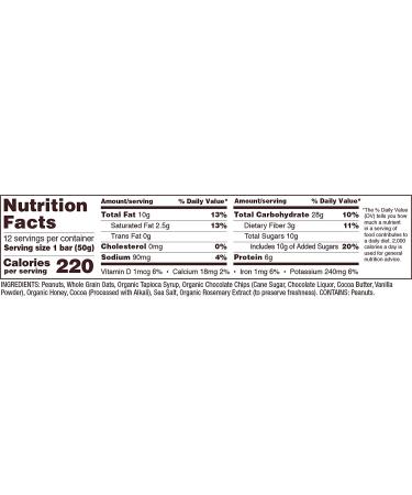 Bob's Red Mill Peanut Butter Chocolate & Oats Bob's Bar 21.12 oz (12 Pack) - Buy Online on GoSupps.com