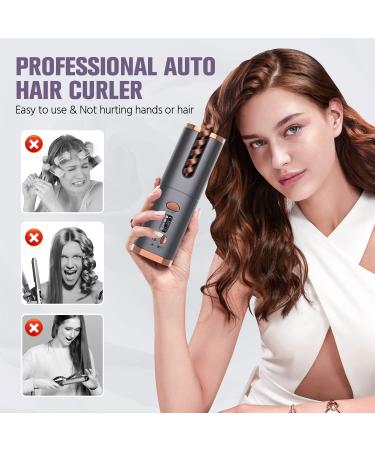 USB Rechargeable Cordless Hair Curler with LCD Display - Portable Automatic Curling Wand for Home and Travel - Silver - Buy Online on GoSupps.com