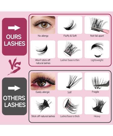 Natural D Curl Cluster Lashes - Fluffy Faux Mink Wispy Fake Eyelashes 8-16MM - Full Volume Extensions Look - Buy Online on GoSupps.com