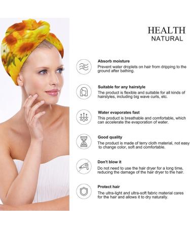 Field of Sunflowers Microfiber Hair Towel Wrap for Women | Super Absorbent Hair Turban | 10 x 26 | Fast International Shipping - Buy Online on GoSupps.com