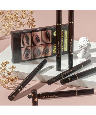 Liquid Eyeliner Pen Liquid Eyeliner With Stamp Mold Shapes 6 Pieces Waterproof and Smudge Resistant Beauty Cosmetics for Women for Travel Dating Wedding Stage Party Performance and Cosplay - Buy Online on GoSupps.com