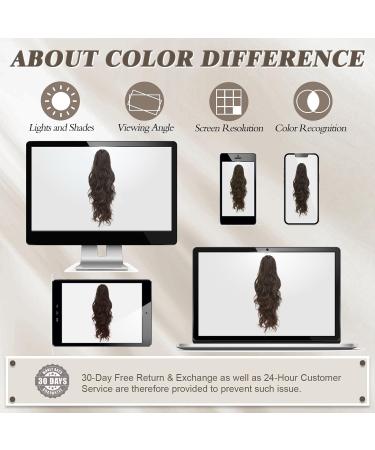 BARSDAR 20'' Black Ombre Mix Medium Chestnut Brown Claw Clip Ponytail Extension - Synthetic Long Wavy Hair Extension for Women - Daily Use - Pack of 1 - Buy Online on GoSupps.com