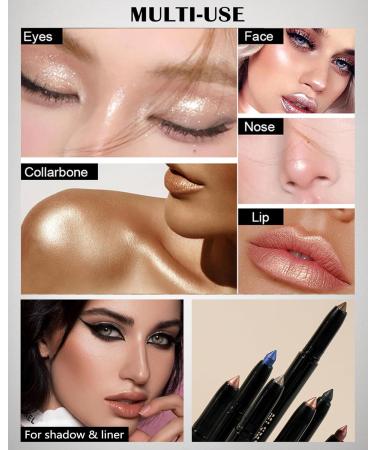 Cream Eyeshadow Stick Eyeliner Multi-Use Brightener Eyeshadow Pencil Waterproof Long Lasting Eye Shadow Stick Black Matte & Shimmer Finish Smooth Crease-proof Buildable Eyeshadow with Sharpener-08# - Buy Online on GoSupps.com