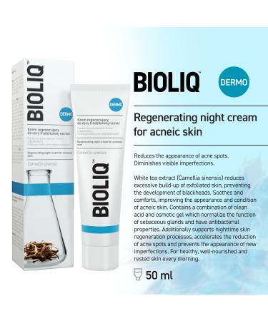 Dermo Regenerating Night Cream for Acne-Prone Skin - White Tea Extract for Acne Spots & Oil Control - 50ml - Buy Online on GoSupps.com