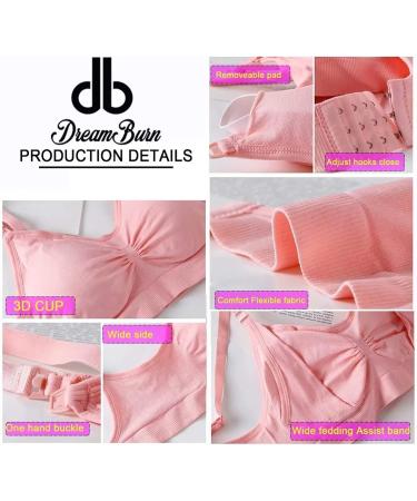 Dreamburn Maternity Nursing Bra | Wireless & Seamless | Comfortable Breastfeeding | XXL | Black/Beige/Pink | Adjustable Hooks & Removable Pads - Buy Online on GoSupps.com