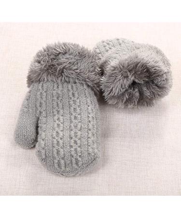 Cute Winter Thicken Knitted Magic Mittens with Fleece Lining for Toddlers | Anti-Lost String, Insulated Snow Gloves for Boys & Girls 1-4 Years - Dark Blue - Buy Online on GoSupps.com