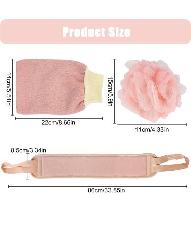 3-Piece Exfoliating Back Scrubber Set for Women - Bath Loofah Sponge, Exfoliating Glove, and Brush for Deep Clean Shower - Buy Online on GoSupps.com