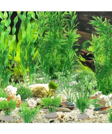 Ctpeng 23-Piece Artificial Aquarium Plants - Green & White Plastic Aquarium Decoration for International Shipping - Buy Online on GoSupps.com