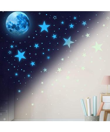 Glow in The Dark Stars for Ceiling Kids Wall Stickers - 1120 Pcs | Space Moon Wall Decals for Boys Girls Bedroom, Living Room, Bathroom | Sky Blue Nursery Decor - Buy Online on GoSupps.com