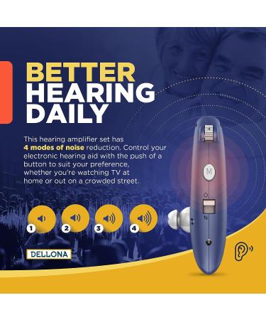 Dellona Rechargeable Hearing Aids for Seniors - Severe Hearing Loss, Ear Hook Design, Noise Cancelling - Amplifiers for Senior Citizens - Buy Online on GoSupps.com