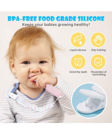 NiBaby Silicone Teething Toys 0-12 Months - Toothbrush Shape Baby Teether Set (3-Pack, BPA Free) - Freezable & Dishwasher Safe - Pink/Yellow/Blue - Buy Online on GoSupps.com