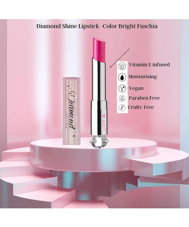 Nuest Diamond Shine Metallic Sparkle Lip Color | Easy Application, High Pigment Coverage | 8 Glittery Shades | Cruelty-Free, Vegan | Bright Fuchsia - Buy Online on GoSupps.com