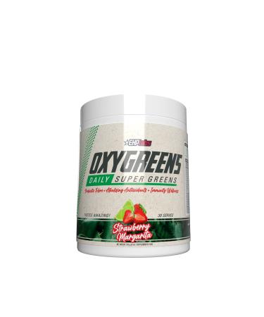 OxyGreens by EHPlabs - Daily Super Greens Powder, Spirulina Herbal Supplement with Prebiotic Fibre, Alkalizing Antioxidants & Immunity Wellness, 30 Serves (Strawberry Margarita)
