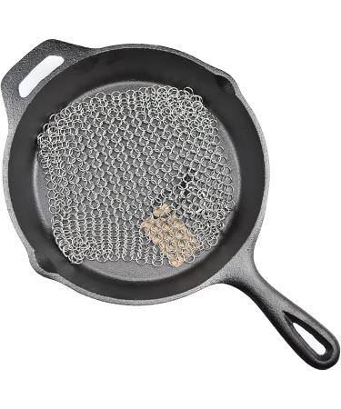 Stainless Steel Chainmail Cleaner for Cast Iron Pans - 8 x 6 - Ideal for Skillets, Pots, Woks, Dutch Ovens - Home and Camping Use - Buy Online on GoSupps.com