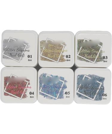 Glitter Gel Polish Sparkly Gel Nail Polish Champagne Nail Polish 6 Colors Glitter Gel Nail Polish Set Shimmer Sliver Gold Champagne Nail Gel Sparkling Polish DIY Manicure Nail - Buy Online on GoSupps.com