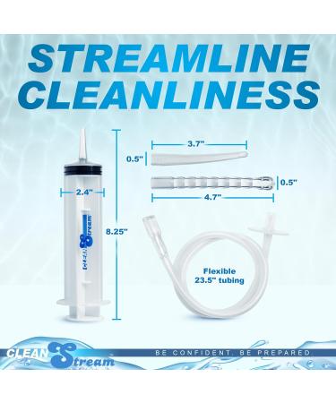 CLEANSTREAM 150mL Syringe Kit - Fluid Syringe with 3 Tapered Tips & Silicone Tube for Beginners Men Women & Couples - 5 Pieces Clear - International Shipping Available - Buy Online on GoSupps.com