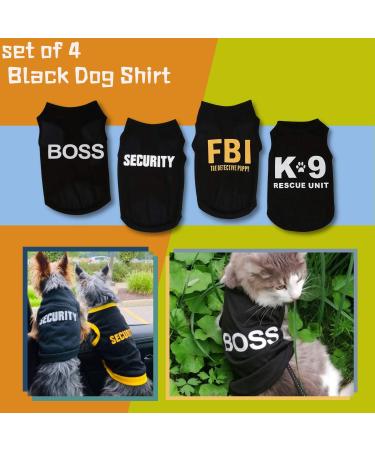 YIKEYO X-Small Dog Shirts 4PC Pack - Black Security Boss K9 Unit FBI - Puppy Clothes for Boys - Chihuahua Summer Outfits - Buy Online on GoSupps.com