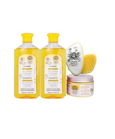 Intea Intea Camomille - 2 blonde highlighting shampoos 250ml + blonde highlighting mask 250ml + anti-tangle and anti-pull brush