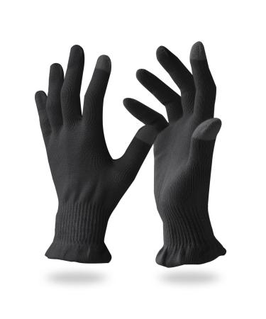 Migliore Wear 6 Pairs Cotton Gloves for Eczema with Touchscreen Fingers Moisturising Gloves for Dry Hands SPA Hand Care Eczema Gloves for Adults(Classic Black-S/M) 6 Pairs Classic Black Classic Black-S/M