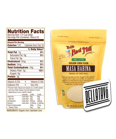 Organic Masa Harina Flour Bundle - 2x 24 oz Bags of Bobs Red Mill Corn Flour with BELLATAVO Magnet - Buy Online on GoSupps.com