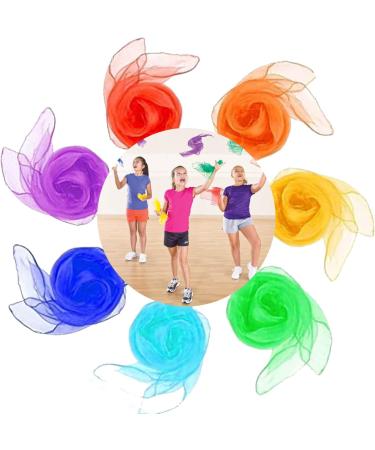 EHIOG 7 pieces of chiffon towels set chiffon cloth for dancing colorful chiffon cloths for dancing juggles sensory activities decoration children girls girl party activities accessories decoration 45x45cm