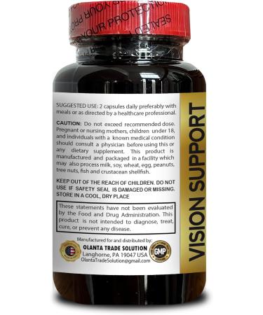 OLANTA TRADE SOLUTION Vision Support Formula with Lutein Zeaxanthin Antioxidants & Herbal Extracts | Taurine Supplement for Eyes Support | 1 Bottle 60 Capsules - Buy Online on GoSupps.com