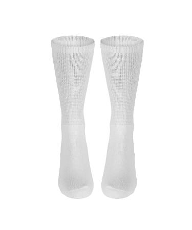 Truform Premiere Diabetic Socks for Men & Women - Medical Crew Length Mid Calf Height White Large - Comfortable & Supportive - Buy Online on GoSupps.com