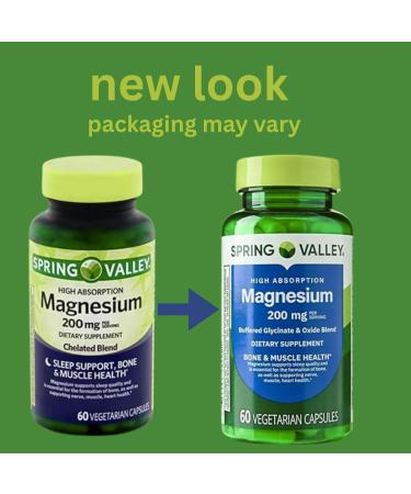 Magnesium 200 mg Sleep Support & Bone & Muscle Health Dietary Supplement Vegetarian Capsules 60 Count SP - Buy Online on GoSupps.com