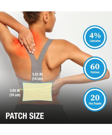 Puregen Labs Lidocaine 4% Numbing Patch - Total 60 Patches Maximum Strength | Fast Acting Temporary Relief of Aches | Back Neck Shoulders Elbows and Knees 2 Pack - Buy Online on GoSupps.com
