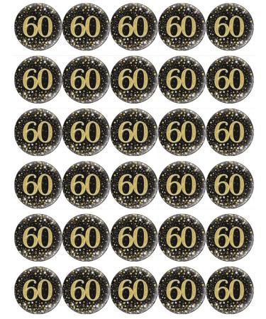 30 60th Birthday Black And Gold Cupcake Toppers Edible Wafer Paper Fairy Cake Toppers Birthday Cakes - Buy Online on GoSupps.com