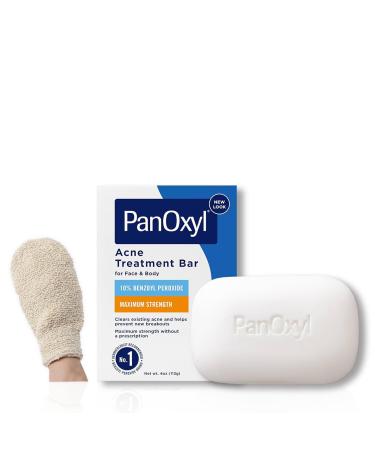 LuxPaks Skincare Kit: Contains PanOxil Acne Bar Soap 113.4g Vegan Face and Body Wash and LuxPaks Bath Mitt