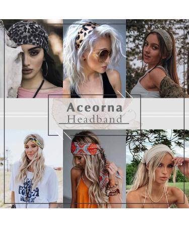 Aceorna Boho Headbands - 3 Pcs Wide Knotted Stretch Hairbands for Women and Girls - Floral Yoga Head Wraps - Buy Online on GoSupps.com